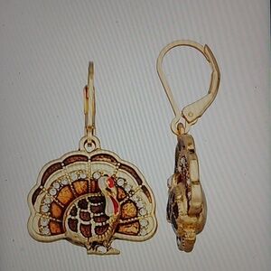 Napier Festive Gold and Black Turkey Earrings